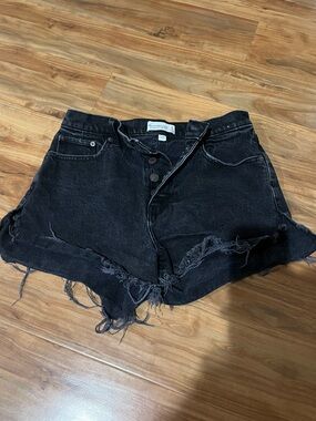 Abercrombie & Fitch Black Distressed Cutoff Denim Shorts